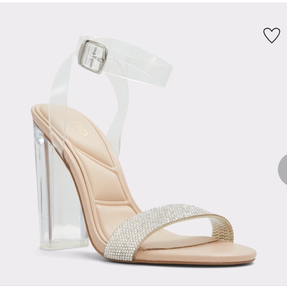Aldo Shoes - Aldo Clear and Nude Heels with Rhinestone Strap